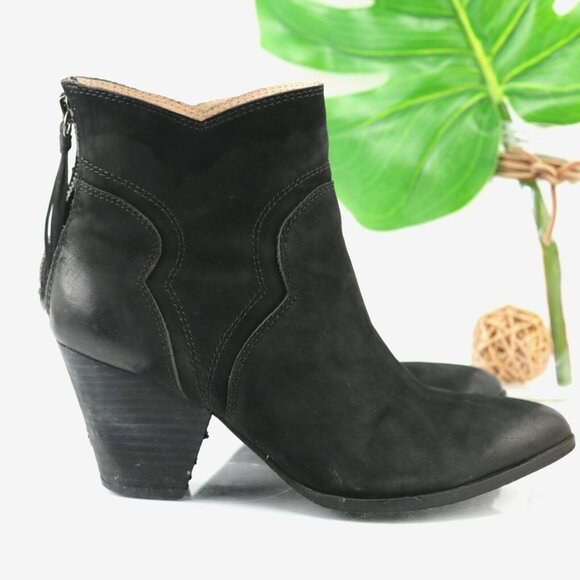 Splendid Womens Asher Boot Size 7 Black Suede Block Heel Western Boho Bootie - Picture 1 of 12